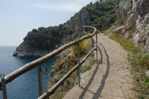 a path on a hill next to the ocean at Albergo La Conca Azzurra in Conca dei Marini
