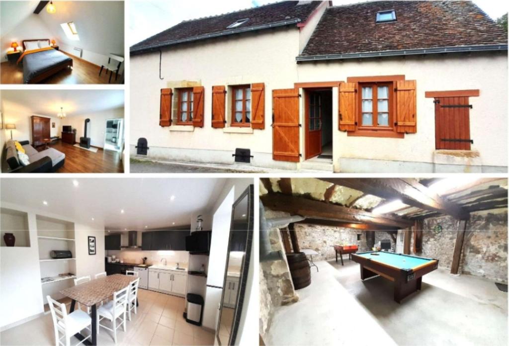 a collage of photos of a kitchen and a house at Gite Porte de Champagne Levroux in Levroux