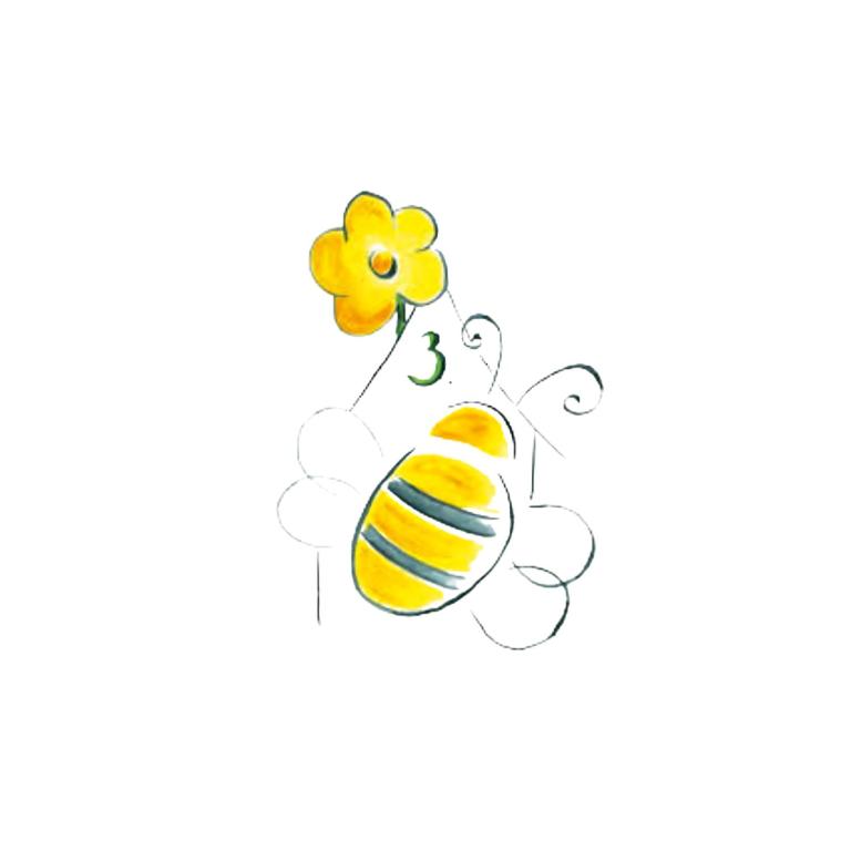 a bee with a flower in its mouth at Le Pot de Miel d'Ugny in Ugny
