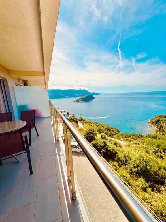 a balcony with a view of the ocean at Altezza Premium Breathtaking Sea Views in Budva