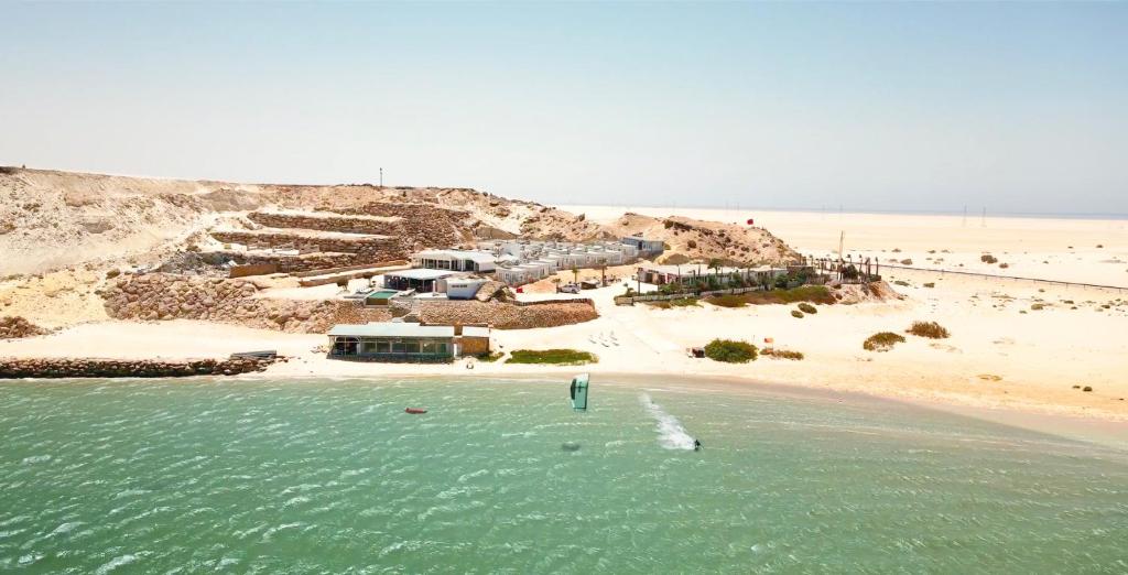 an aerial view of a beach and the ocean at New Spirit Dakhla in Dakhla