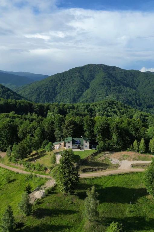 an aerial view of a house in the mountains at Cabana haiduk in Siliştea
