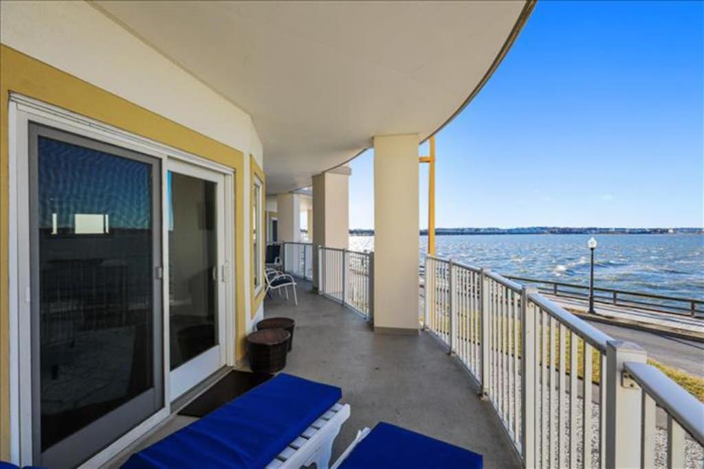 a balcony with a view of the water at Cori Noel 102 in Ocean City