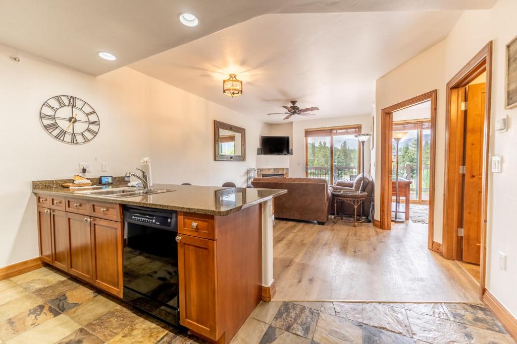 a kitchen with a sink and a counter top at Highland Greens Lodge #311 in Breckenridge