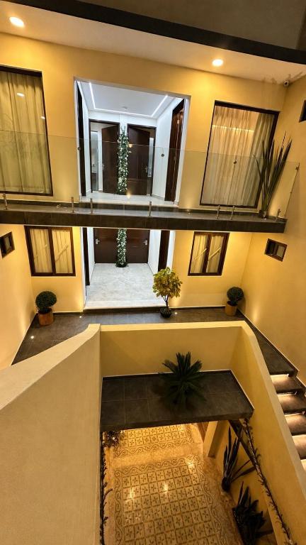 Una vista dalla cima di un edificio con uno stagno di CORTZA Hotel a Città del Messico