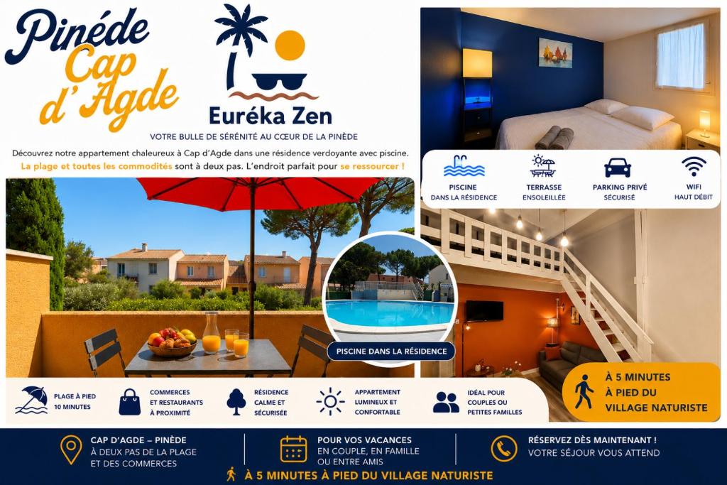 Résidence Eureka-clim-parking-Wifi-piscine-Proche village natu