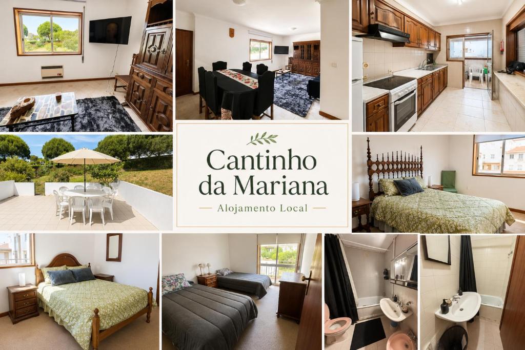 a collage of photos of a living room and a villa at Cantinho da Mariana in Moledo