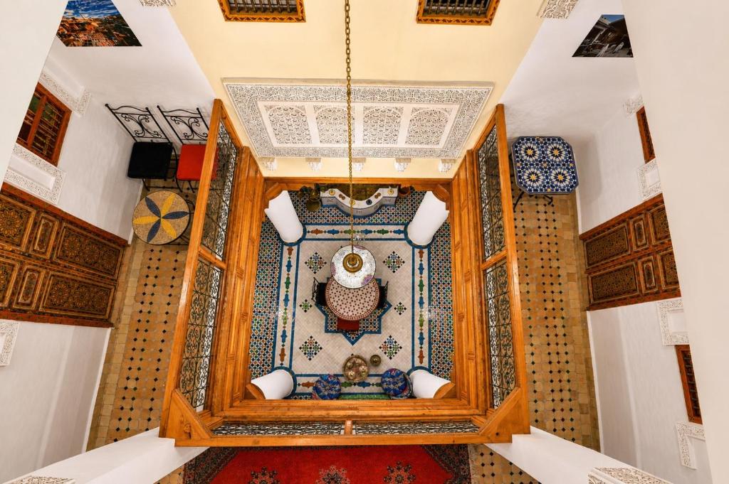 a view of a room with a ceiling at Riad Medina Unique in Fez