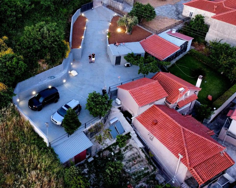 an overhead view of a parking lot with a car at Home Dimitra in Grammatikiánoi