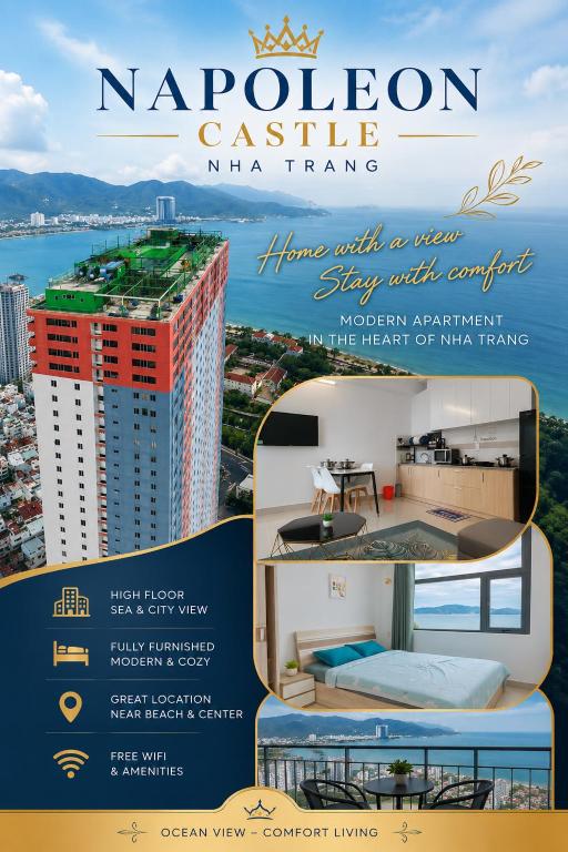 a flyer for a nederland castle mega hotel at Napoleon Apartment Nha Trang - Gần Biển Hòn Chồng in Nha Trang