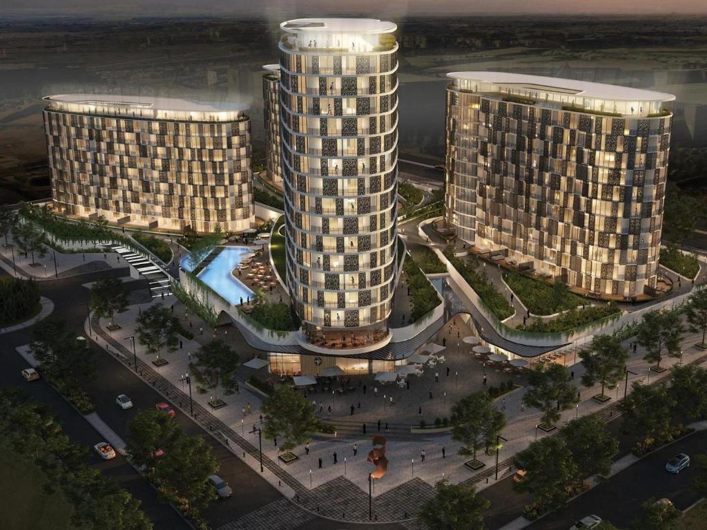 an overhead view of two tall buildings in a city at Lux @ Ellipse Galelileo in Midrand
