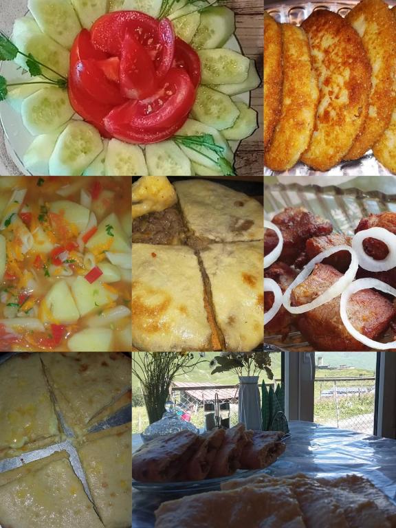 a collage of pictures of different types of food at Guest House Cafe Nita in Ushguli