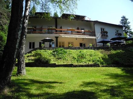 a large house on top of a green lawn at Waldpension Reisinger in Fladnitz an der Teichalm