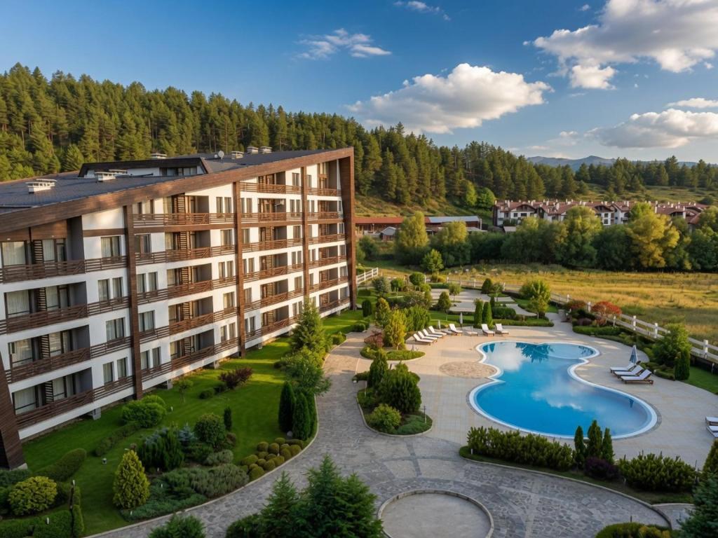 an aerial view of a resort with a swimming pool at Edelweiss Studio - Aspen Valley in Razlog