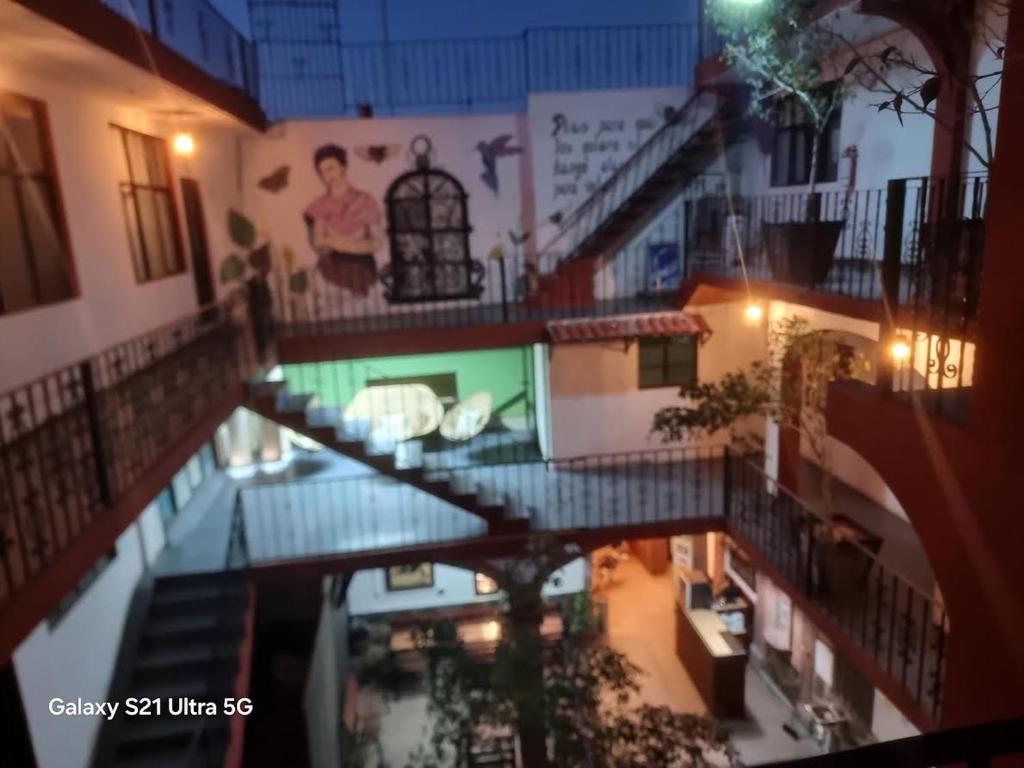 an overhead view of a building at night at Hotel kasa Sarita Centro Historico SMA in San Miguel de Allende