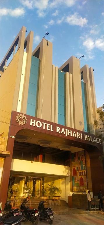 a hotel with motorcycles parked in front of it at Hotel Raj Hari Palace in Jodhpur