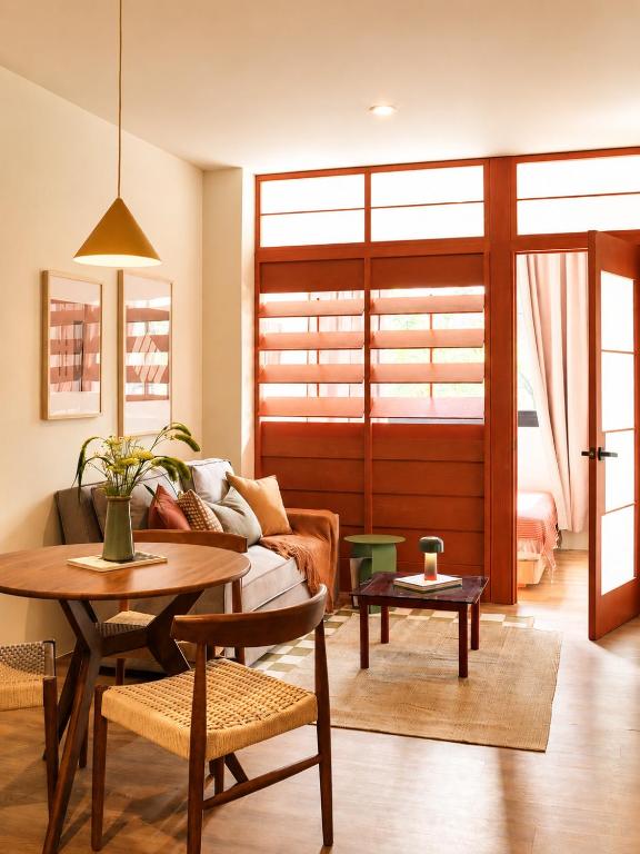 a living room with a table and a couch at Alma House in Singapore