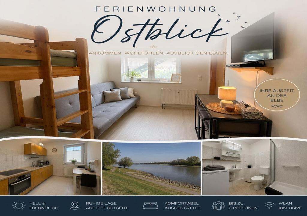 Ferienwohnung Ostblick tesisinde bir odada yatak veya yataklar