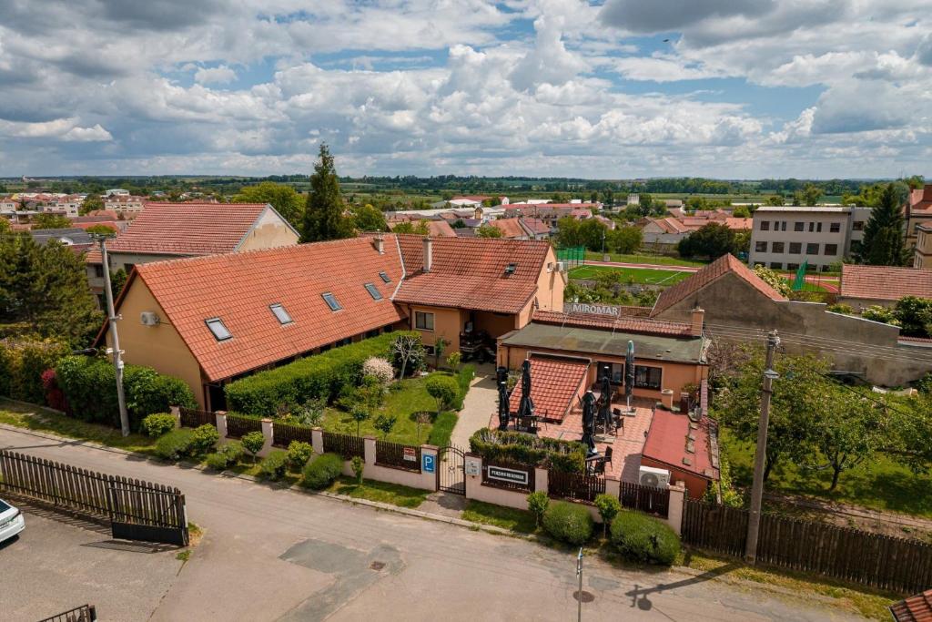 an aerial view of a residential neighborhood with houses at Penzion Miromar in Podivín
