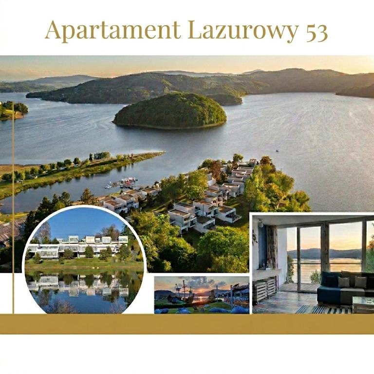 an island in a body of water with a house at Apartament Lazurowy 53 z tarasem i SPA in Gródek Nad Dunajcem