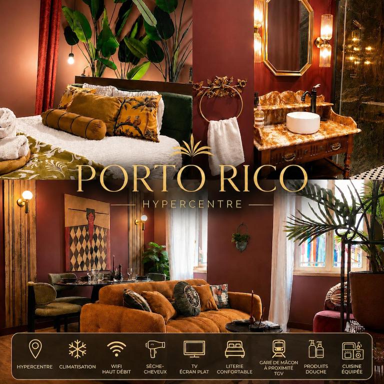 a magazine advertisement for a living room with a couch at LE PORTO RICO, Hypercenter, Air conditioning in Mâcon