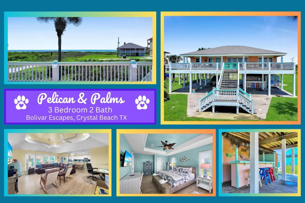 a collage of pictures of a house at Pelicans and Palms home in Crystal Beach