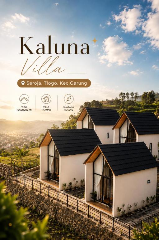 a real estate advertisement for a villa at KALUNA cabin in Kejajar