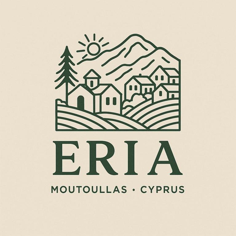 a logo for an ema mountain village at Eria Moutoullas House in Moutoullas