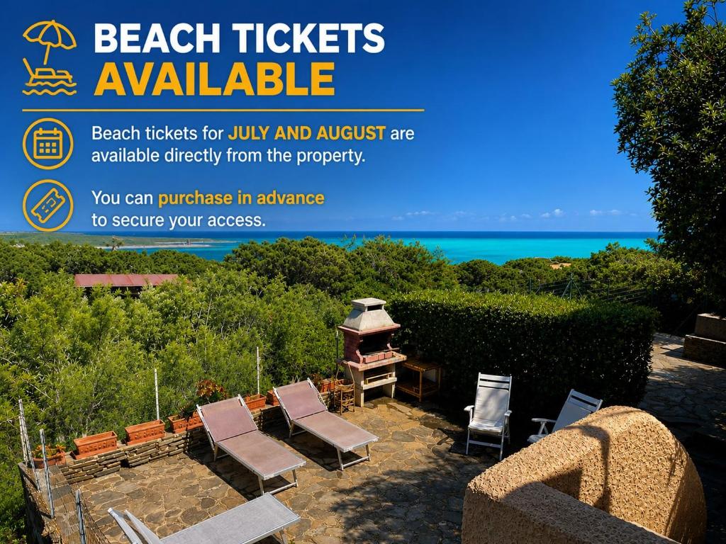 a magazine advertisement for a backyard with chairs and a grill at Villa Vista in Stintino