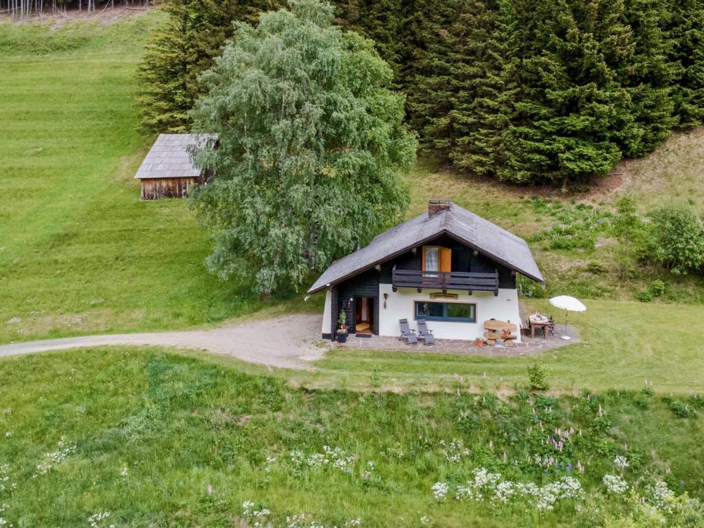 a small house in the middle of a field at Jagerhütte in Mallnitz