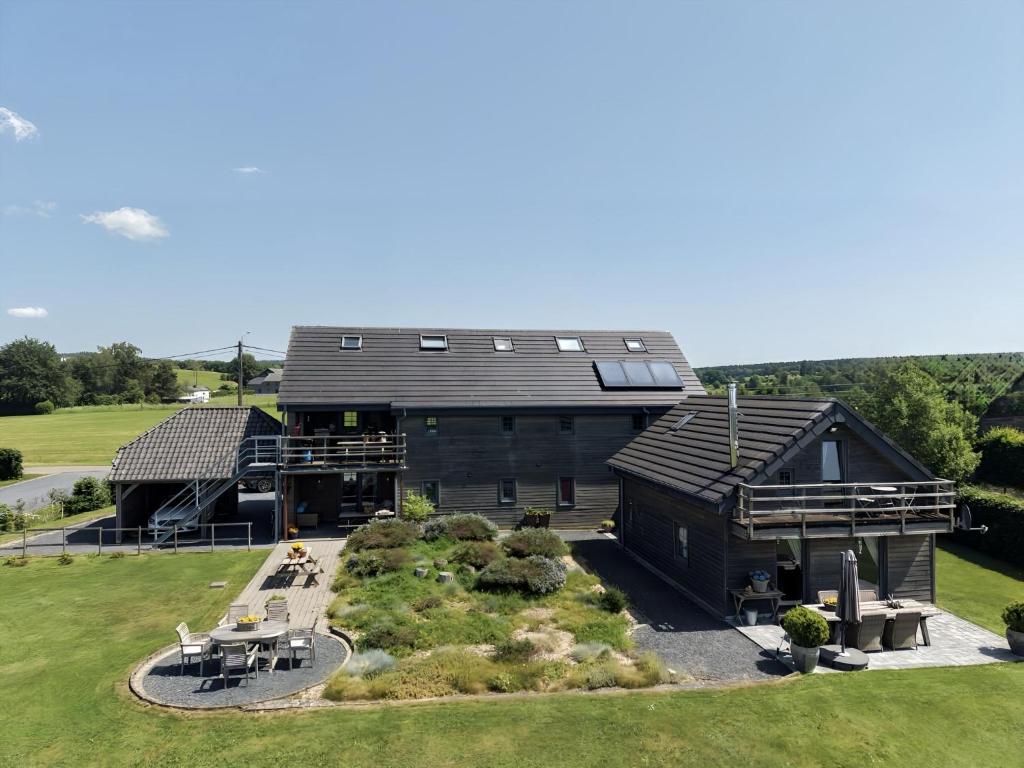 an aerial view of a house with a garden at Petit Wilogne in Houffalize