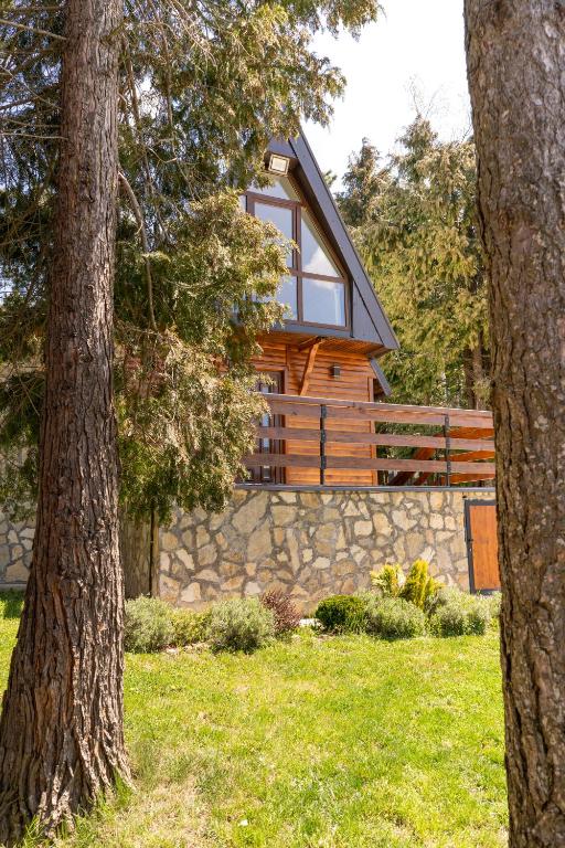 a cabin in the woods with two trees at Vila Paradiso in Zlatibor