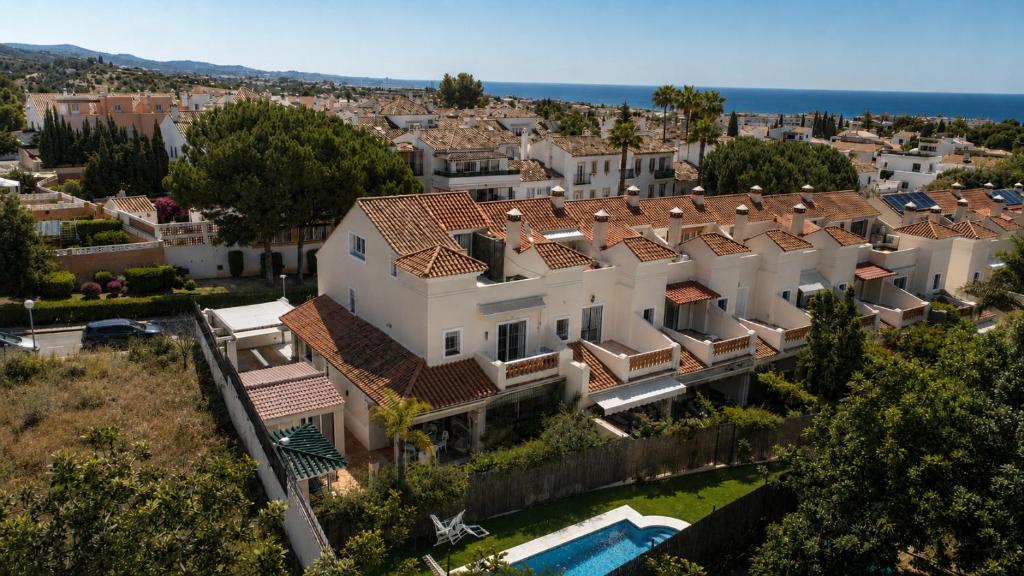 an aerial view of a house with a pool at Sunset Marbella in Marbella