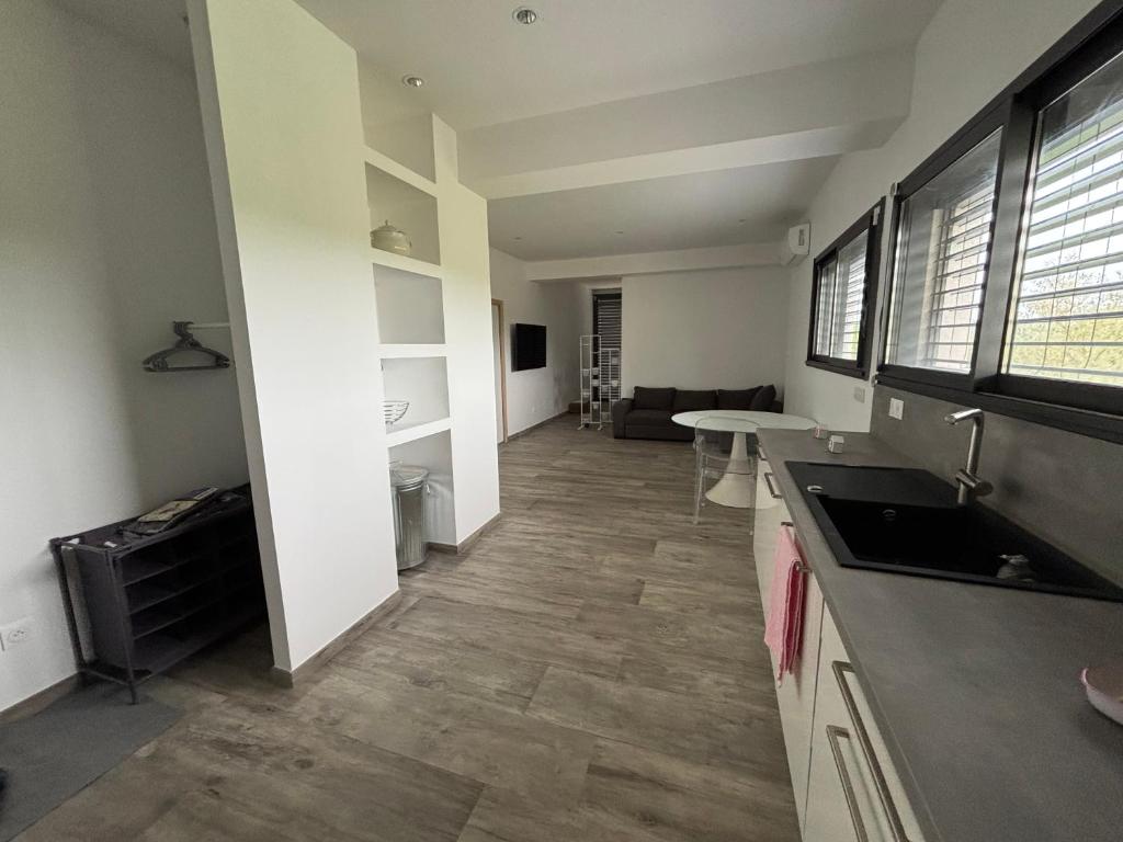 a room with a kitchen and a living room at Chaudeney in Chaudeney-sur-Moselle