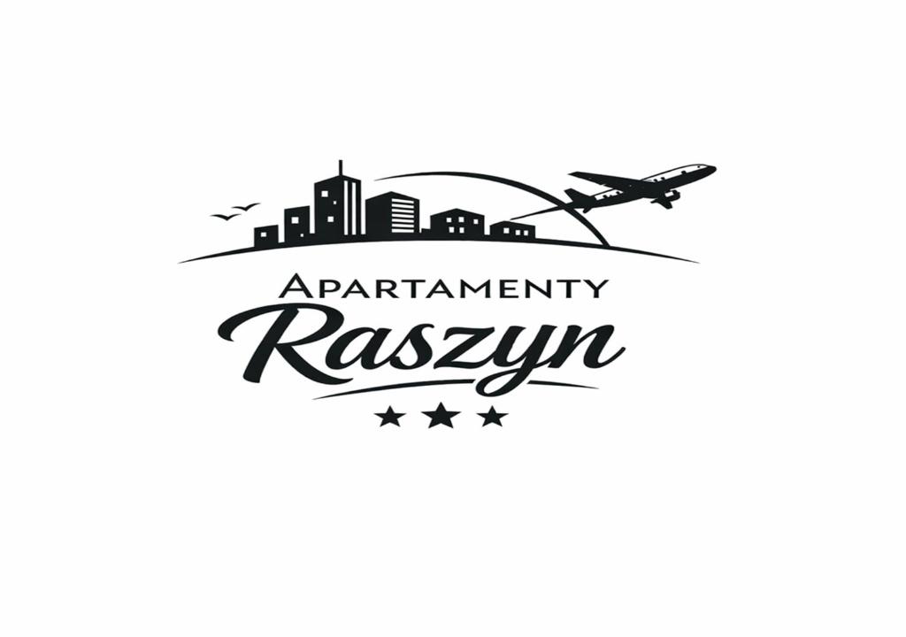 an airplane is flying over the city with the inscriptionarma rakyyu illustration at Apartamenty Raszyn in Raszyn