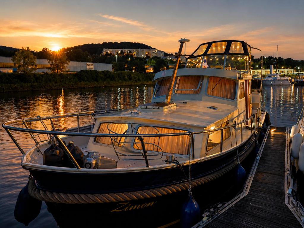 a boat is docked at a dock in the water at Zimon- Bateau Authentique - vue sur la Seine in Rouen