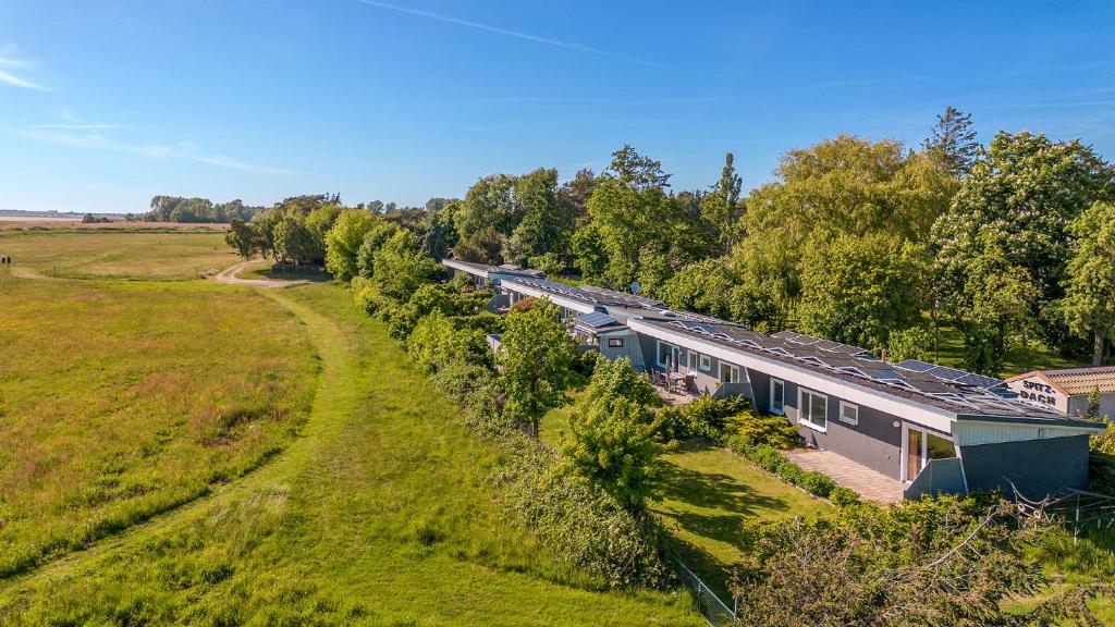 an overhead view of a train in a field at Boddenweite 1 in Born