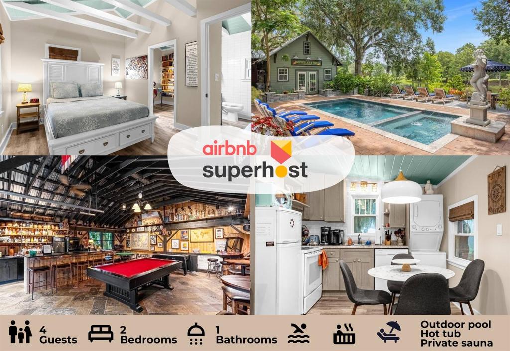 a collage of photos of a kitchen and a house at Mills Cottage in Orlando