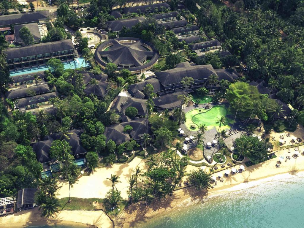 an aerial view of a resort on the beach at Mercure Koh Chang Hideaway in Ko Chang