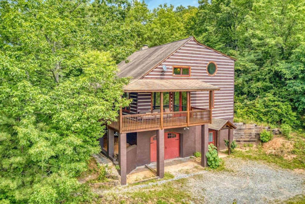 an overhead view of a house with a deck at Close to Heaven in Sylva