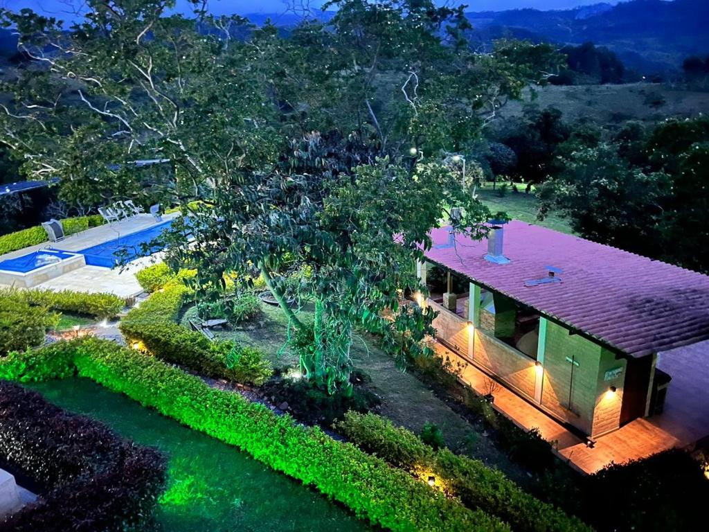 an overhead view of a house with a garden at Casa - Finca Villa Violeta in San Vicente