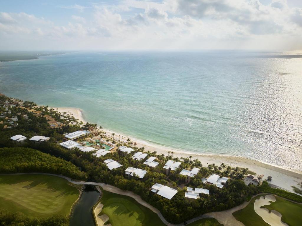 an aerial view of a beach and the ocean at Alila Mayakoba by Hyatt in Playa del Carmen