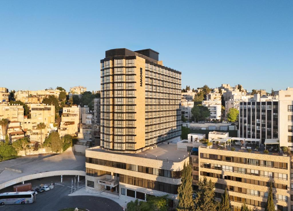 an aerial view of a city with buildings at Brown Jerusalem Hotel in Jerusalem