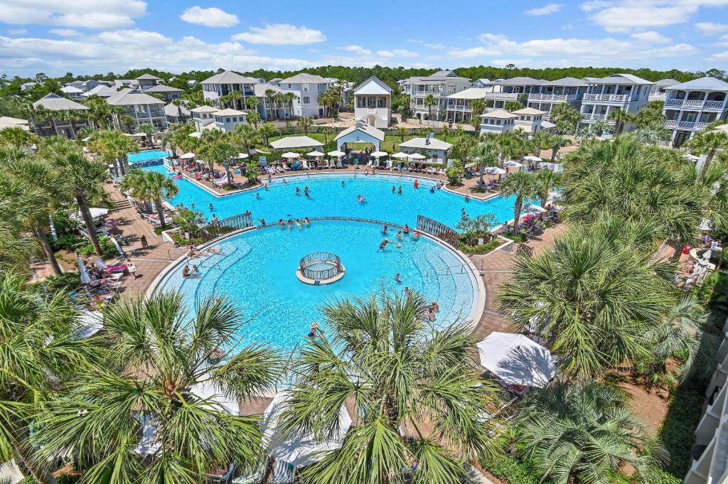 an aerial view of a pool at a resort at The Blue Lagoon in Rosemary Beach