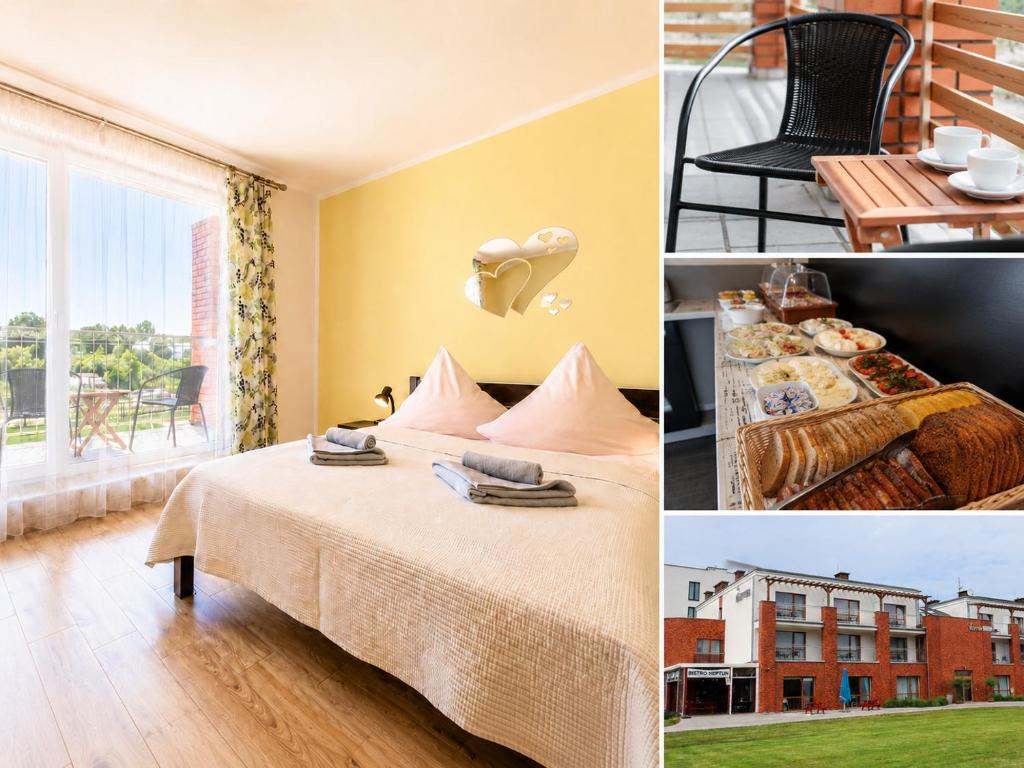 a collage of pictures of a hotel room at Neptun in Kołobrzeg