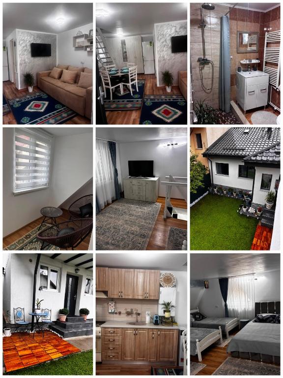 a collage of pictures of a living room and a kitchen at Sofia's home in Piatra Neamţ