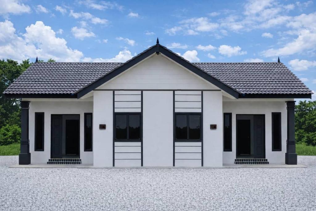 a small house with a lot of windows at The Kobe House 2 in Kuala Berang