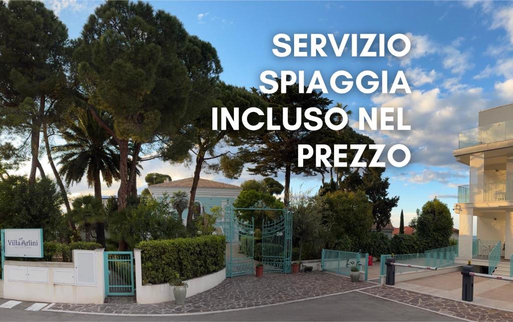 a view of a building with the words seraya spazica inculcolo at Villa Arlini in Pineto