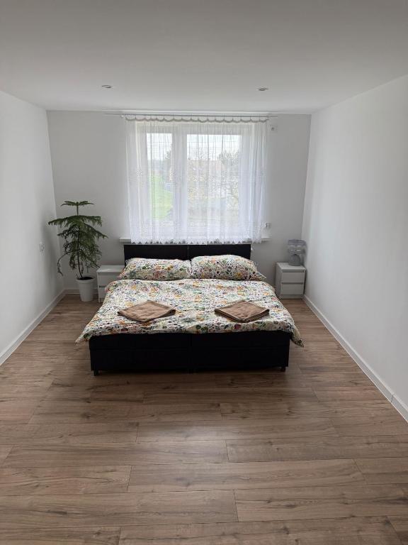 a bedroom with a bed and a window at Agroturystka Nowotny in Zawada Książęca
