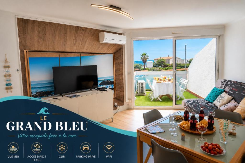 Le Grand Bleu - Vue Mer - Accès Plage - Parking -Clim -Wifi